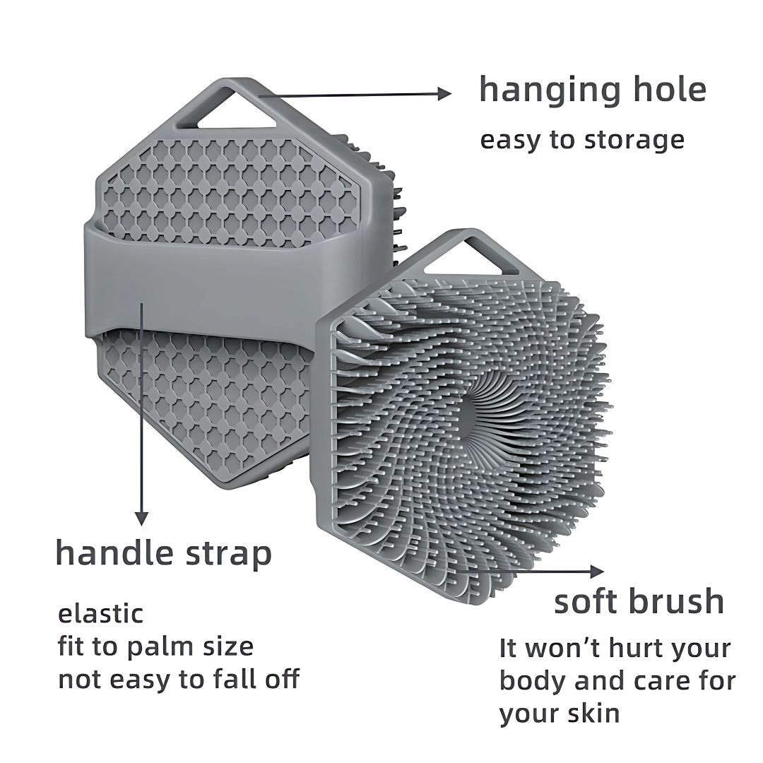 Antimicrobial Silicone Body Scrubber – Exfoliating & Eco-Friendly Shower Brush for Sensitive Skin – Lathers Well, Blue