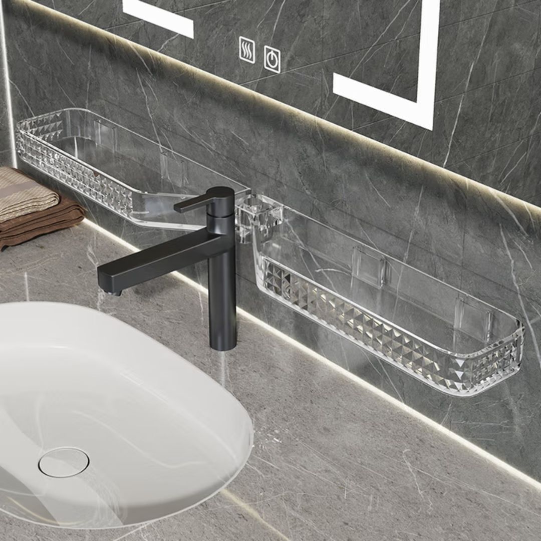 Multi-Functional Wall-Mounted Bathroom Organizer – Foldable Plastic Shelf Rack