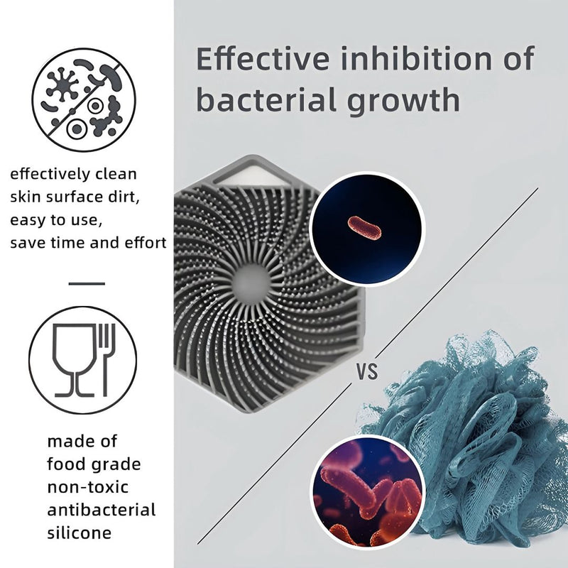 Antimicrobial Silicone Body Scrubber – Exfoliating & Eco-Friendly Shower Brush for Sensitive Skin – Lathers Well, Blue