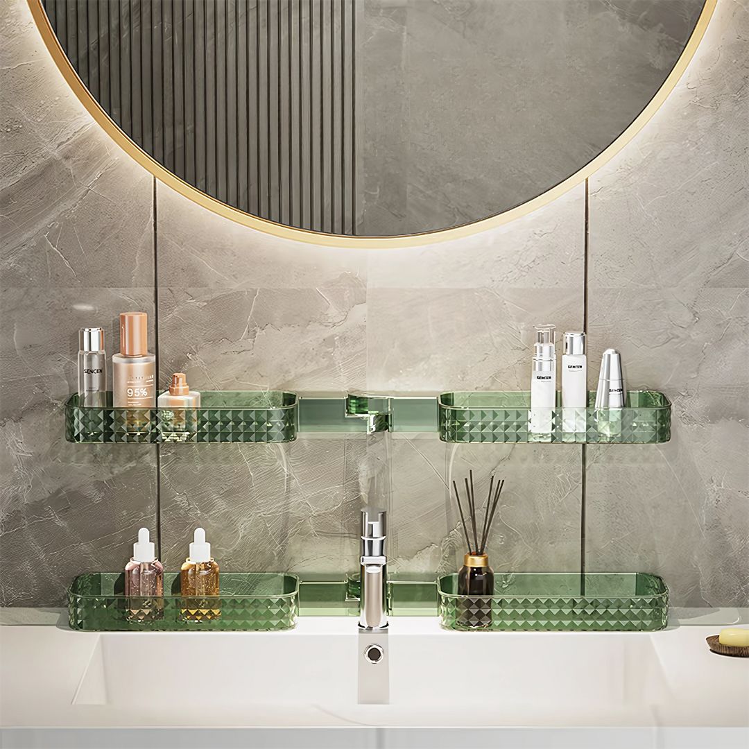 Multi-Functional Wall-Mounted Bathroom Organizer – Foldable Plastic Shelf Rack