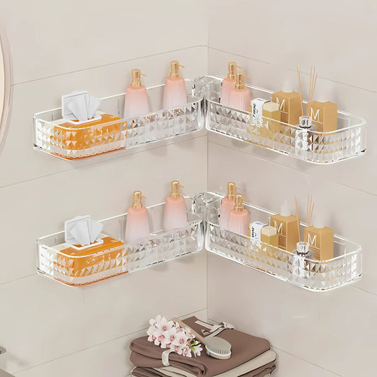 Multi-Functional Wall-Mounted Bathroom Organizer – Foldable Plastic Shelf Rack
