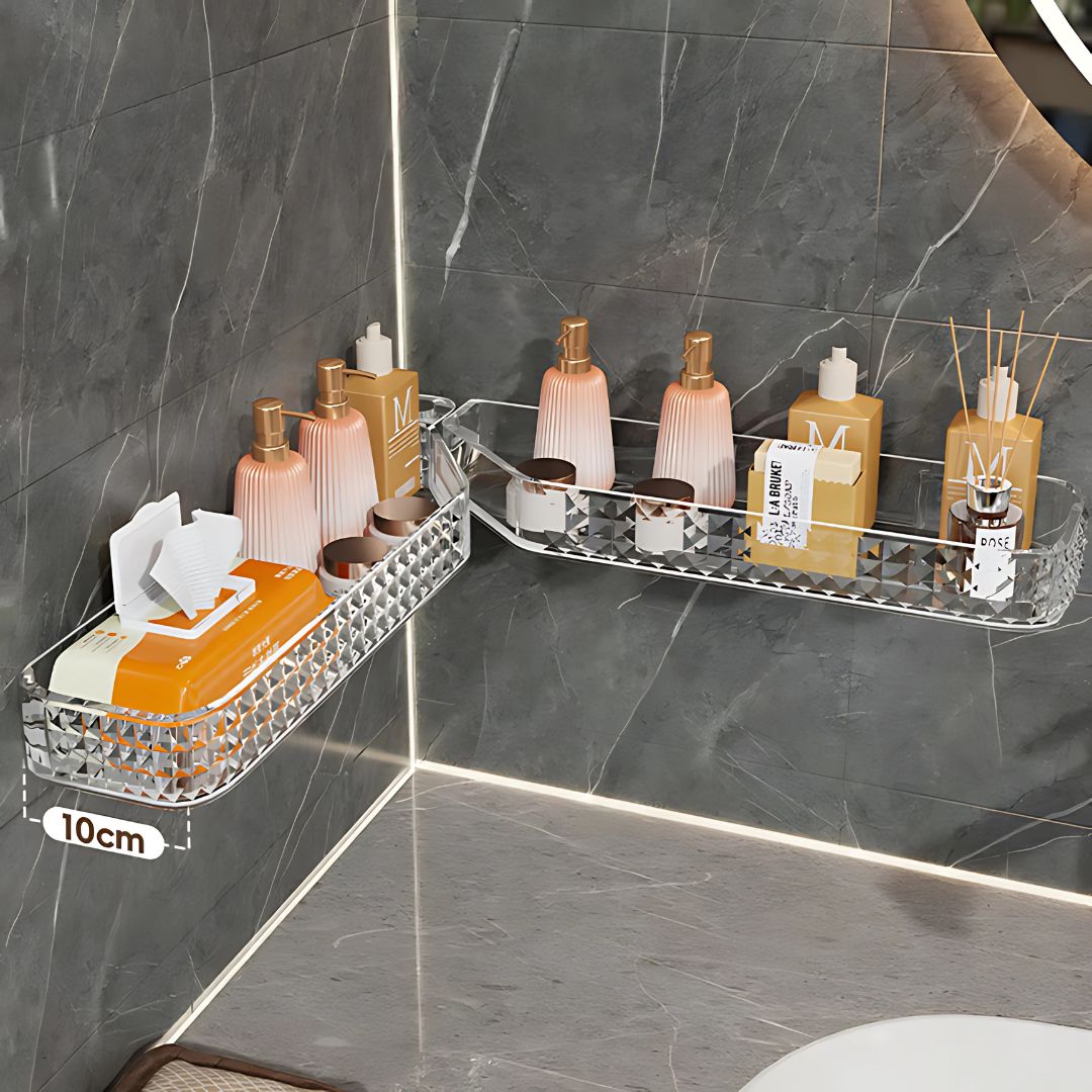 Multi-Functional Wall-Mounted Bathroom Organizer – Foldable Plastic Shelf Rack