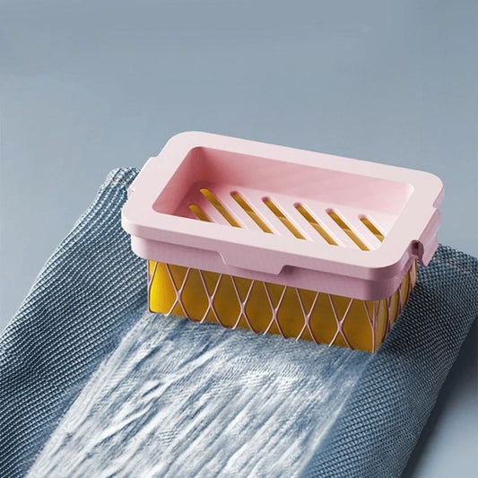 Multifunctional Soap Dish with Built-In Cleaning Sponge – Draining & Storage Box for Bathroom