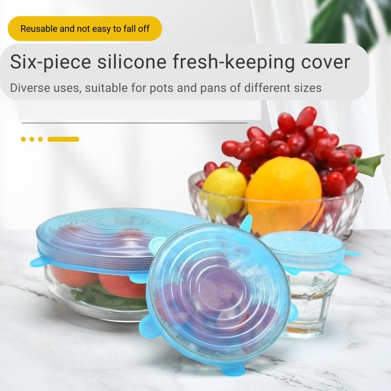 6-Pack Silicone Stretch Lids for Food Storage