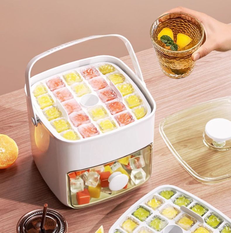 Large-Capacity Ice Bucket Mold – Easy-Release, Food-Grade Plastic with Grinding Tool