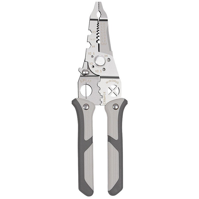 Multi-Function Cable Cutter and Stripper with Crimping Capability