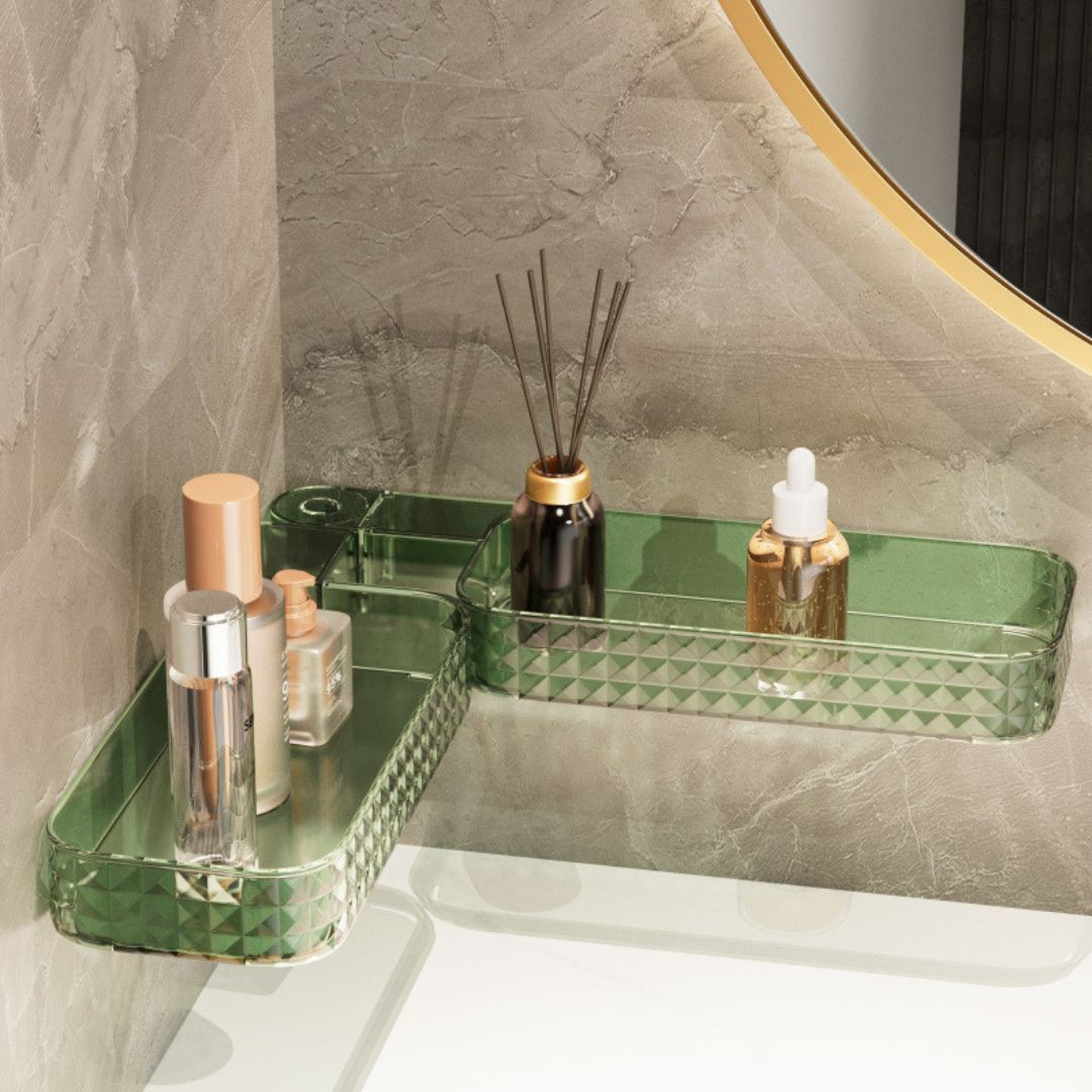 Multi-Functional Wall-Mounted Bathroom Organizer – Foldable Plastic Shelf Rack