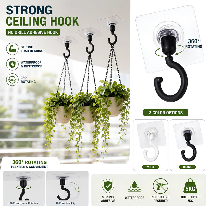 No-Drill Ceiling Hook – Strong Adhesive Suction Cup Wall & Ceiling Hook