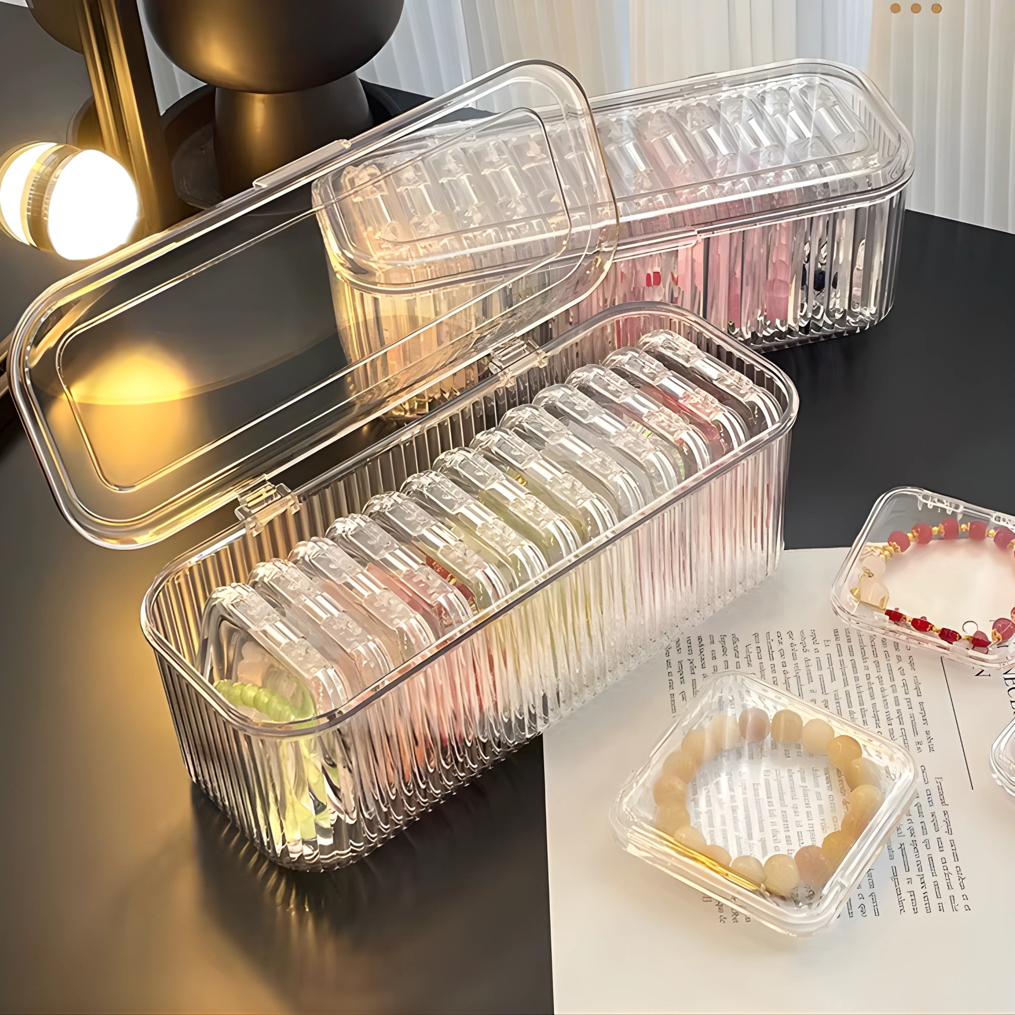 Prime Choice Large Capacity Transparent Jewelry, Nail art tips Organizer Box | 10-Grid Removable Storage Boxes