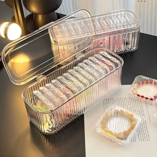 Prime Choice Large Capacity Transparent Jewelry, Nail art tips Organizer Box | 10-Grid Removable Storage Boxes
