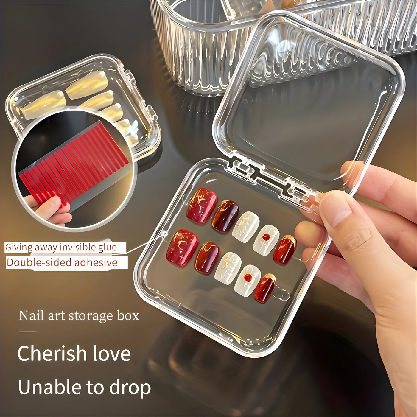 Prime Choice Large Capacity Transparent Jewelry, Nail art tips Organizer Box | 10-Grid Removable Storage Boxes