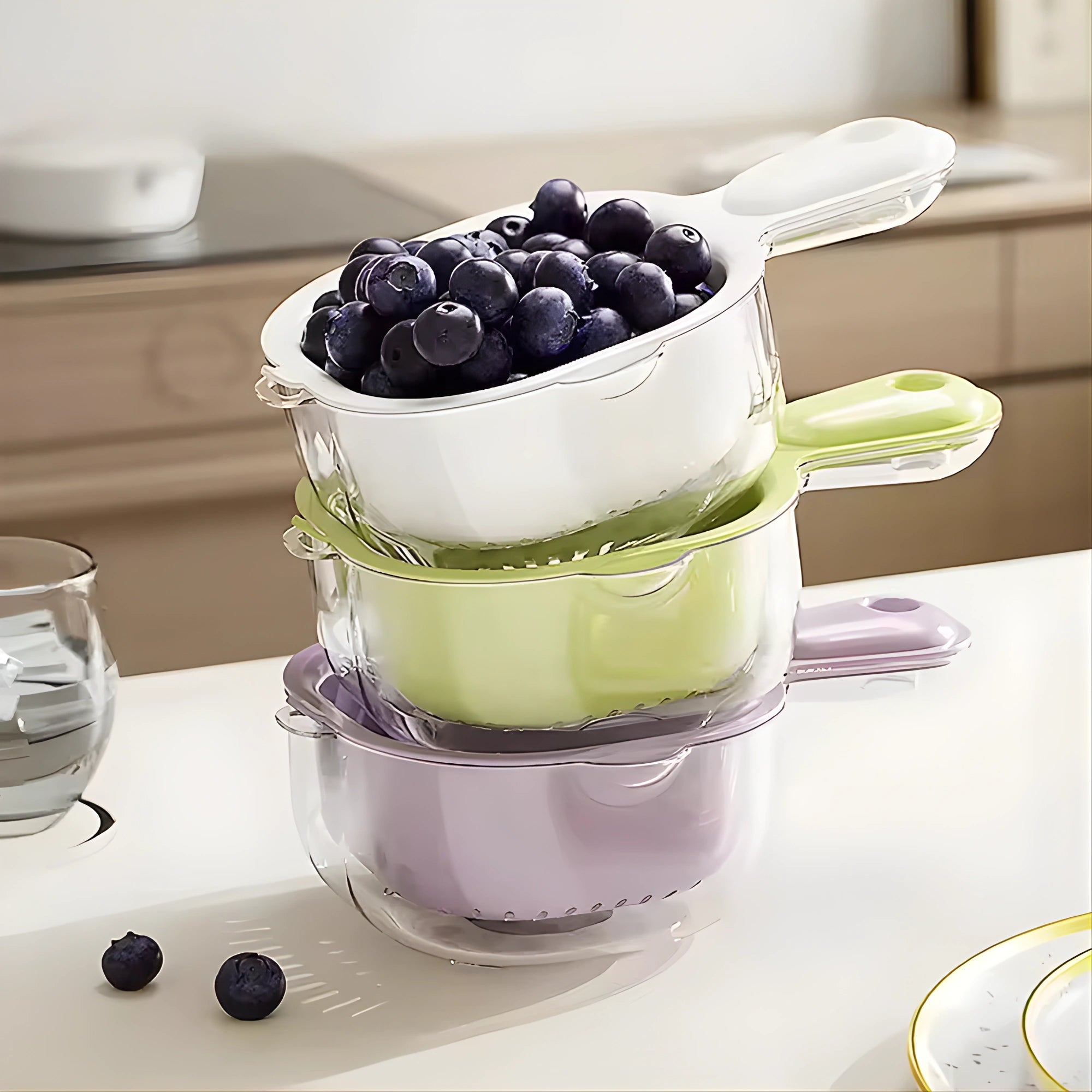 2-Tier Kitchen Sink Strainer Basket – Fruit & Vegetable Washing & Drainage Rack