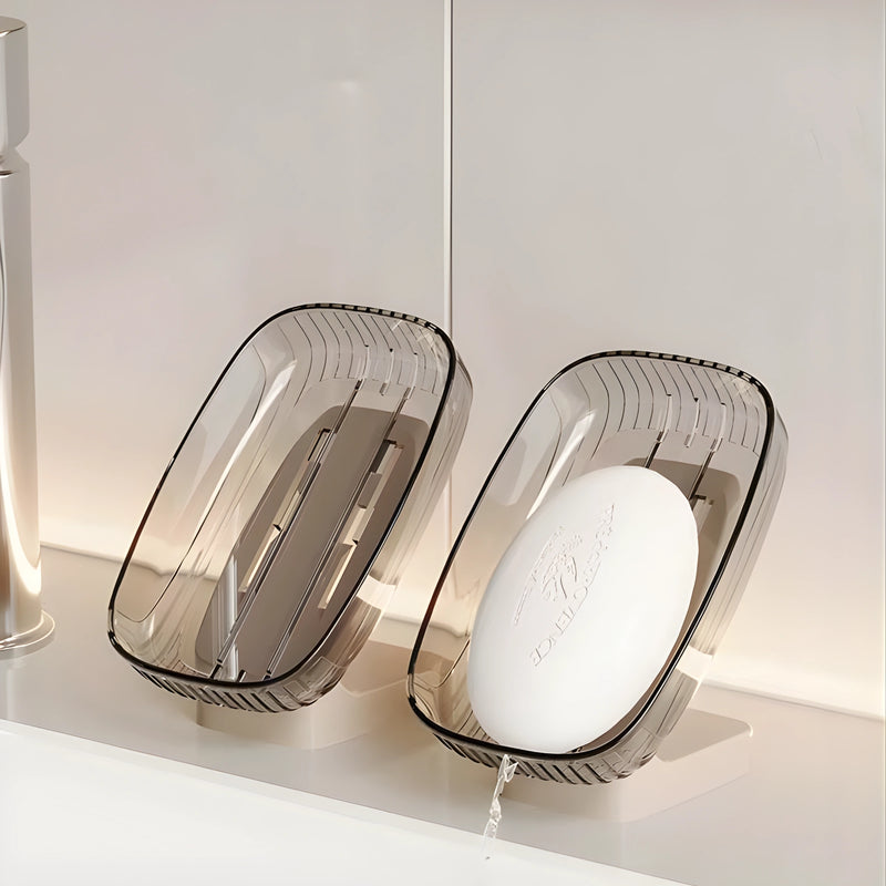 No-Drill Wall-Mounted Soap Box – Transparent Square Bathroom Soap Holder