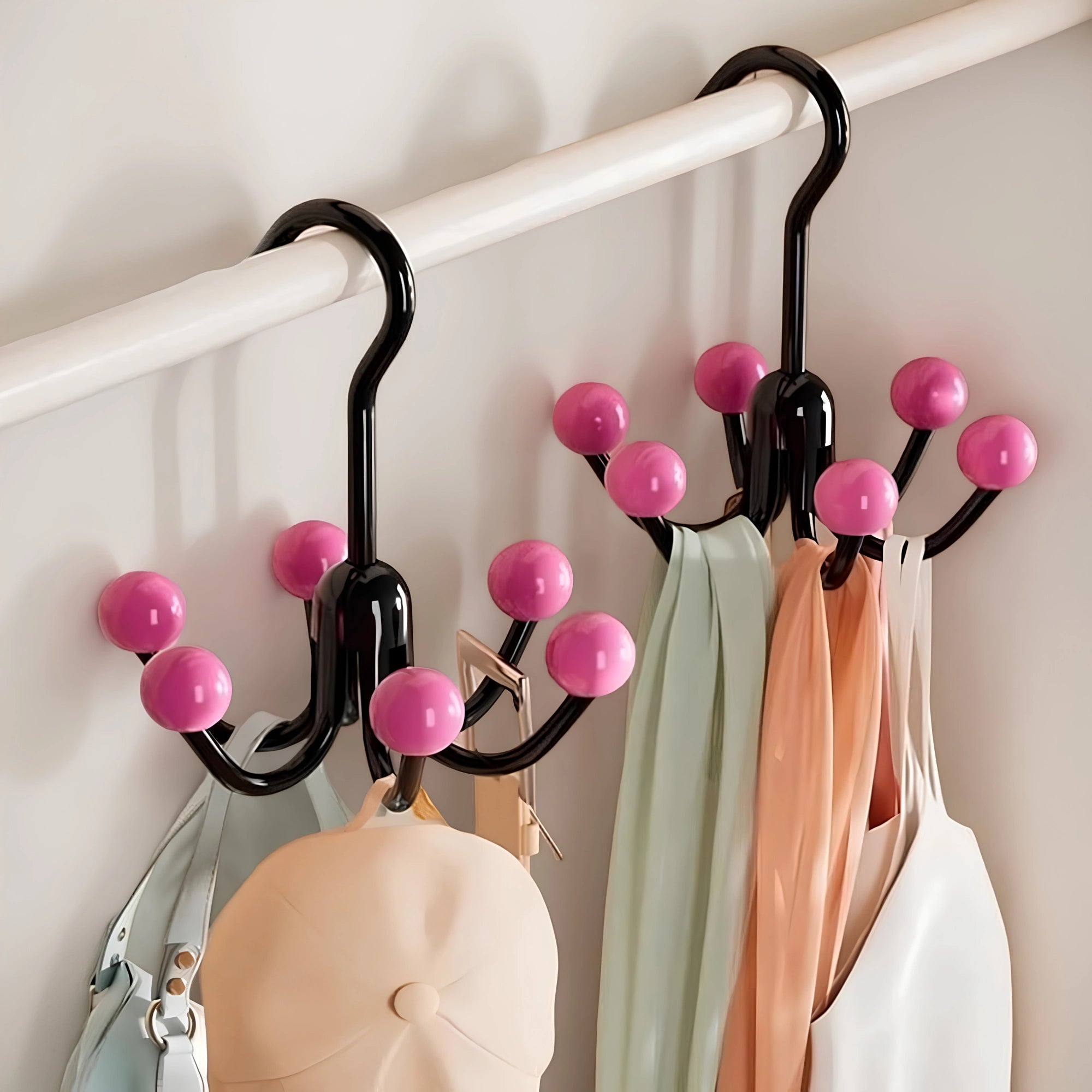 6-Claw Rotating Wall Hook – 360° Multi-Purpose Clothes & Hat Hanger