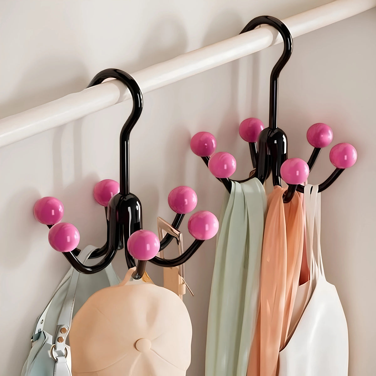 6-Claw Rotating Wall Hook – 360° Multi-Purpose Clothes & Hat Hanger