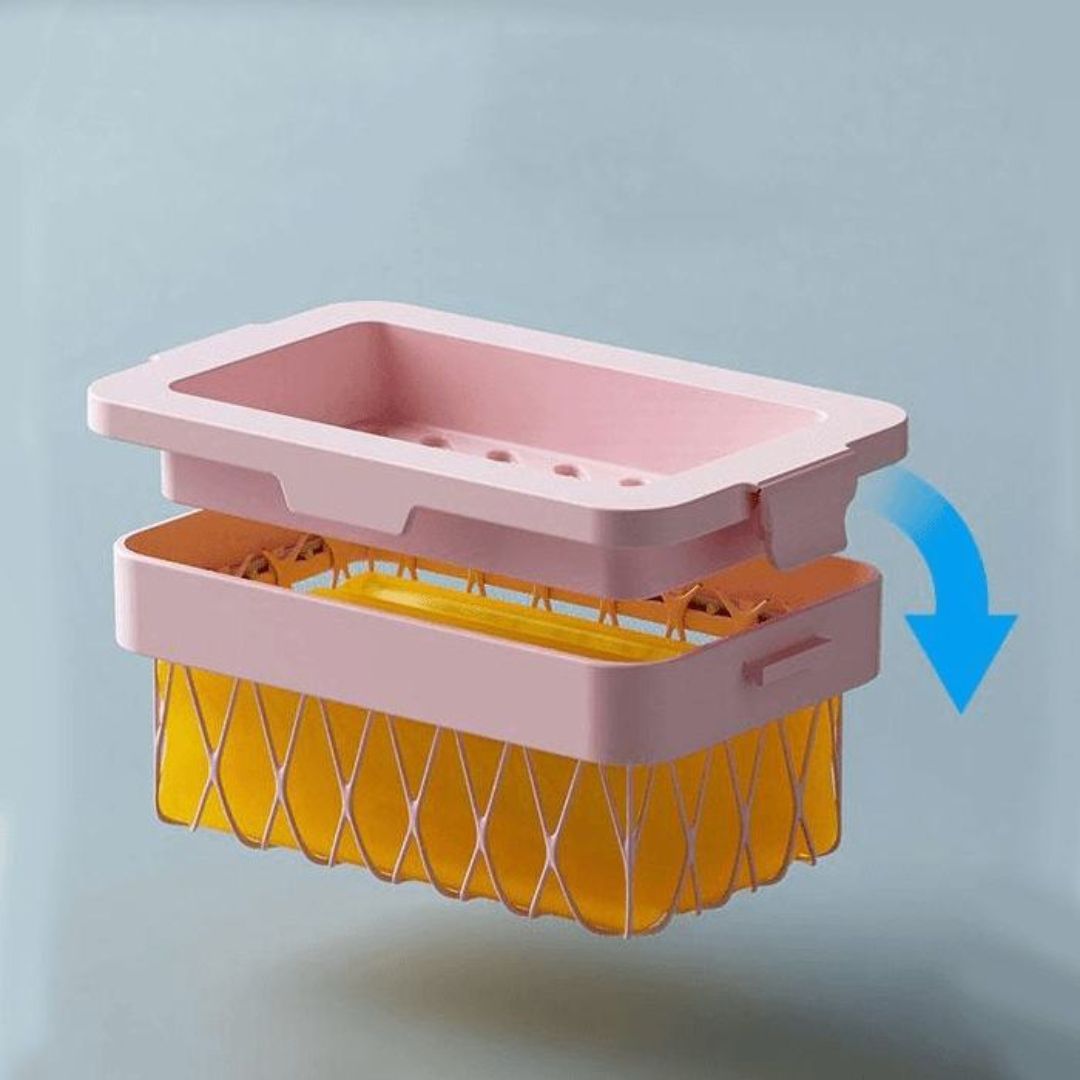 Multifunctional Soap Dish with Built-In Cleaning Sponge – Draining & Storage Box for Bathroom