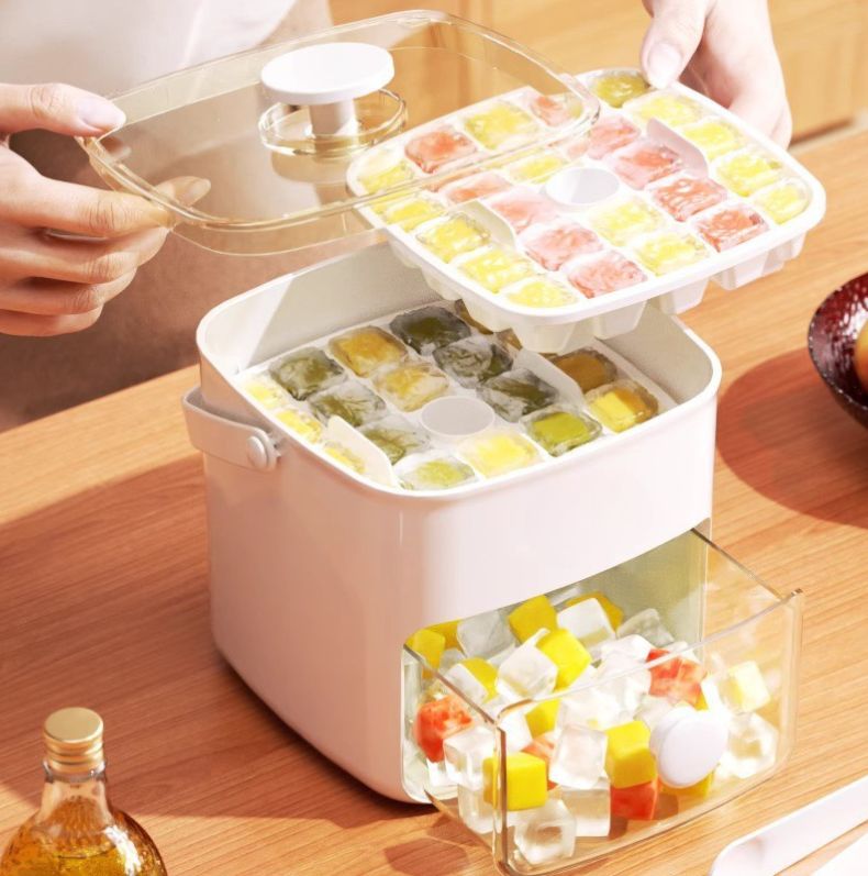 Large-Capacity Ice Bucket Mold – Easy-Release, Food-Grade Plastic with Grinding Tool