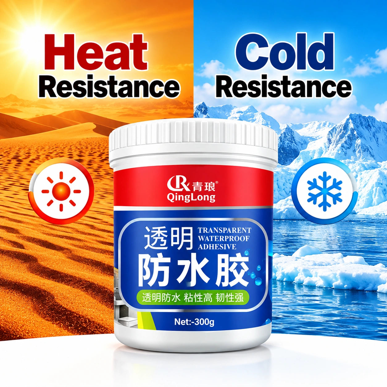 Transparent Waterproof Adhesive – Heat & Cold Resistant Sealant 300g