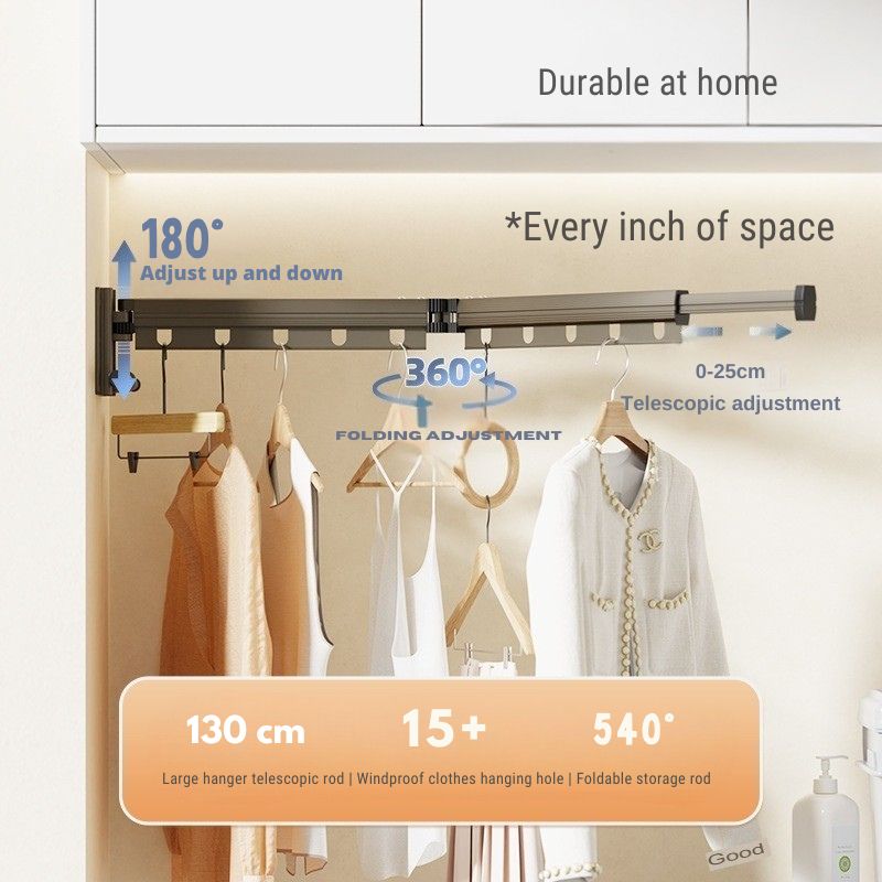 Wall-Mounted Clothes Drying Rack – Thickened Base, Space Saver for Balcony & Laundry