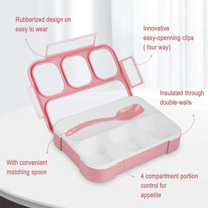 Children's Portable Four-Grid Bento Box with Leakproof Design