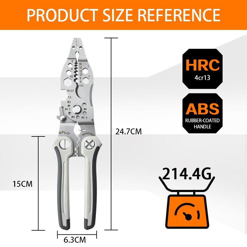वायर स्ट्रिपिंग और कटिंग के लिए मल्टी-फंक्शन कॉम्बिनेशन प्लायर्स