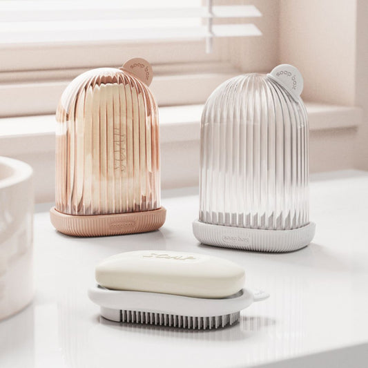 Portable Bar Soap Holder Leakproof Soap Container with Lid and Brush