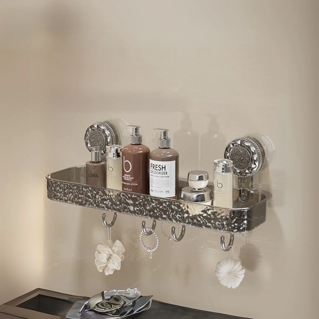 Primechoice Non-Perforated Vacuume Mount Storage Rack – Non-Drill Bathroom Wall Shelf for Toiletries & Washbasin