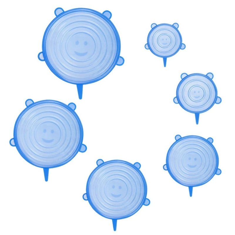 खाद्य भंडारण के लिए 6-पैक सिलिकॉन स्ट्रेच ढक्कन