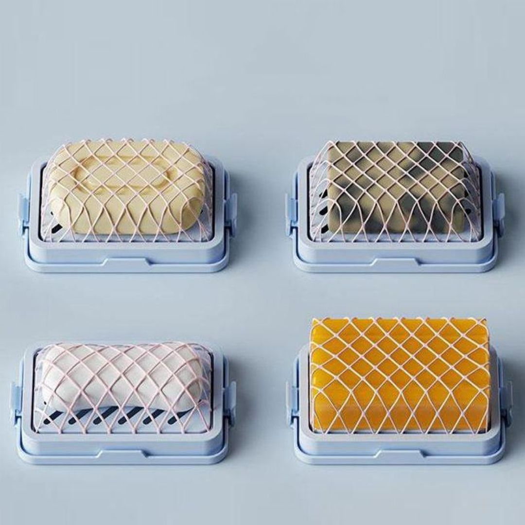 Multifunctional Soap Dish with Built-In Cleaning Sponge – Draining & Storage Box for Bathroom