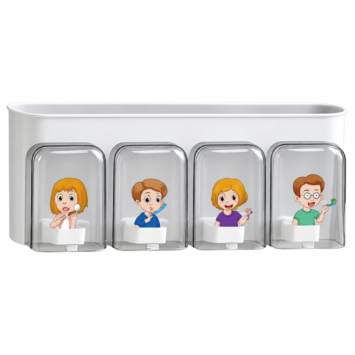 Wall-Mounted Toothbrush Holder – 4-Slot Family Toothbrush & Bathroom Organizer