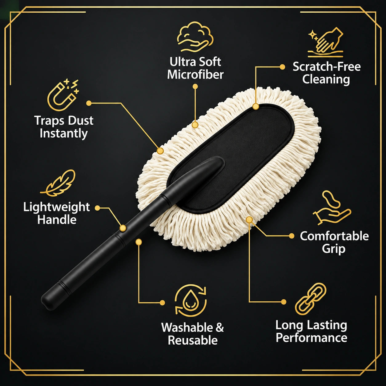 Microfiber Dusting Brush – Ultra Soft Washable Duster for Scratch-Free Cleaning