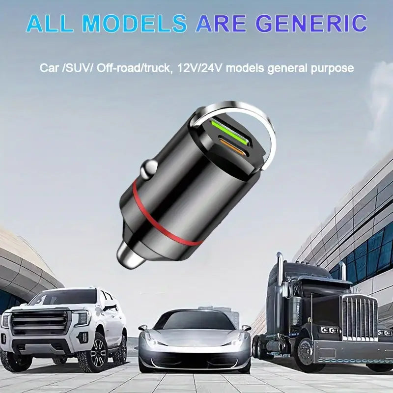 Metal Car Charger – Dual USB Fast Charging