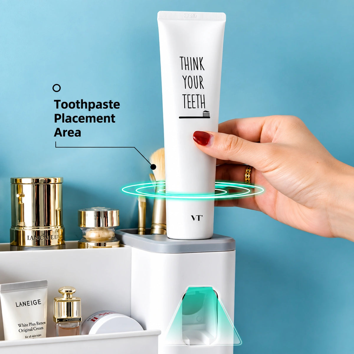 Wall-Mounted Bathroom Organizer – Toothbrush Holder & Cosmetic Storage Shelf