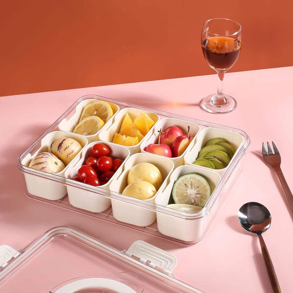 Snackle Storage Box – 8-Compartment Portable Snack Tray with Removable Dividers