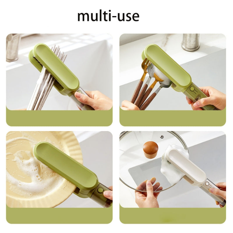 Multi-Purpose Cutlery Cleaner Brush with Knife Sharpening Tool