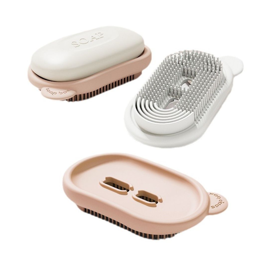 Portable Bar Soap Holder Leakproof Soap Container with Lid and Brush