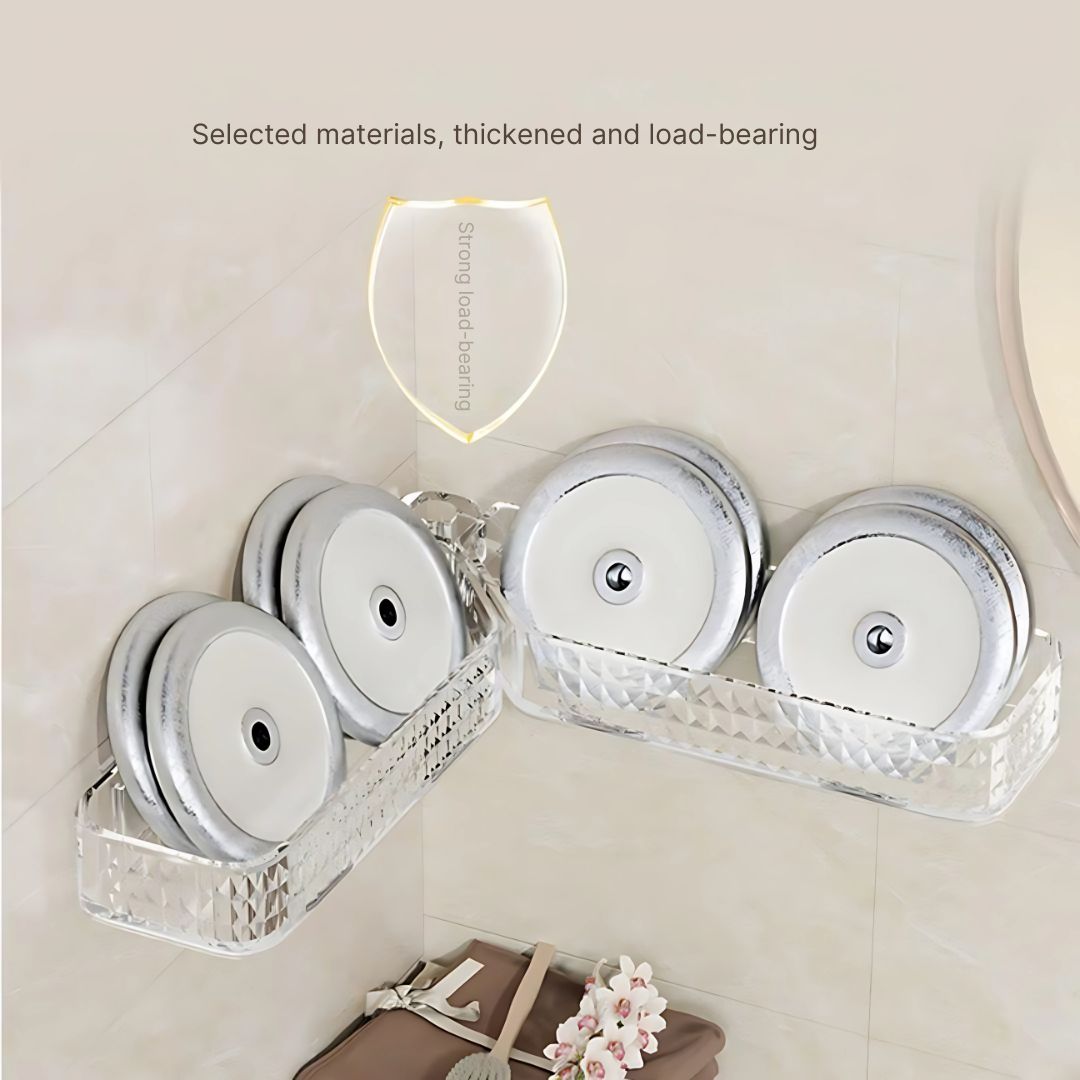 Multi-Functional Wall-Mounted Bathroom Organizer – Foldable Plastic Shelf Rack