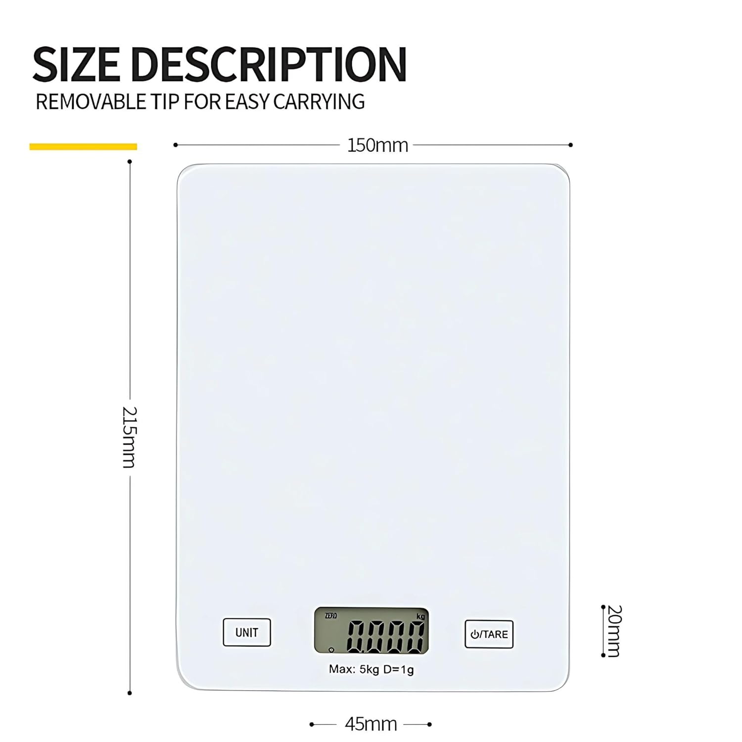 Digital Kitchen Weighing Scale – LCD Display, 5kg/1g Precision, Food, Baking & Cooking Scale