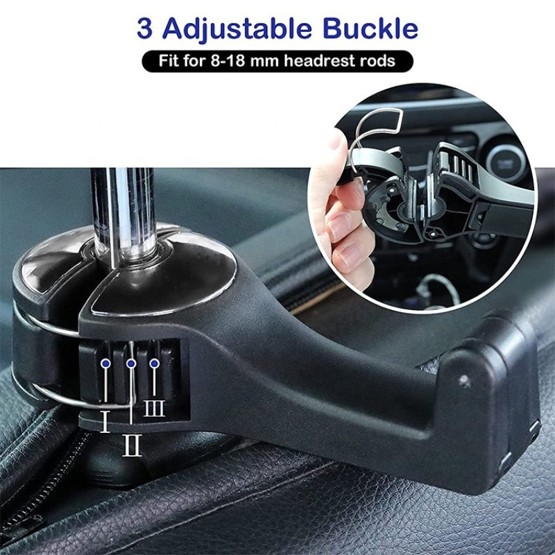 Universal 360° Rotation Car Headrest Hook with Adjustable Phone Holder