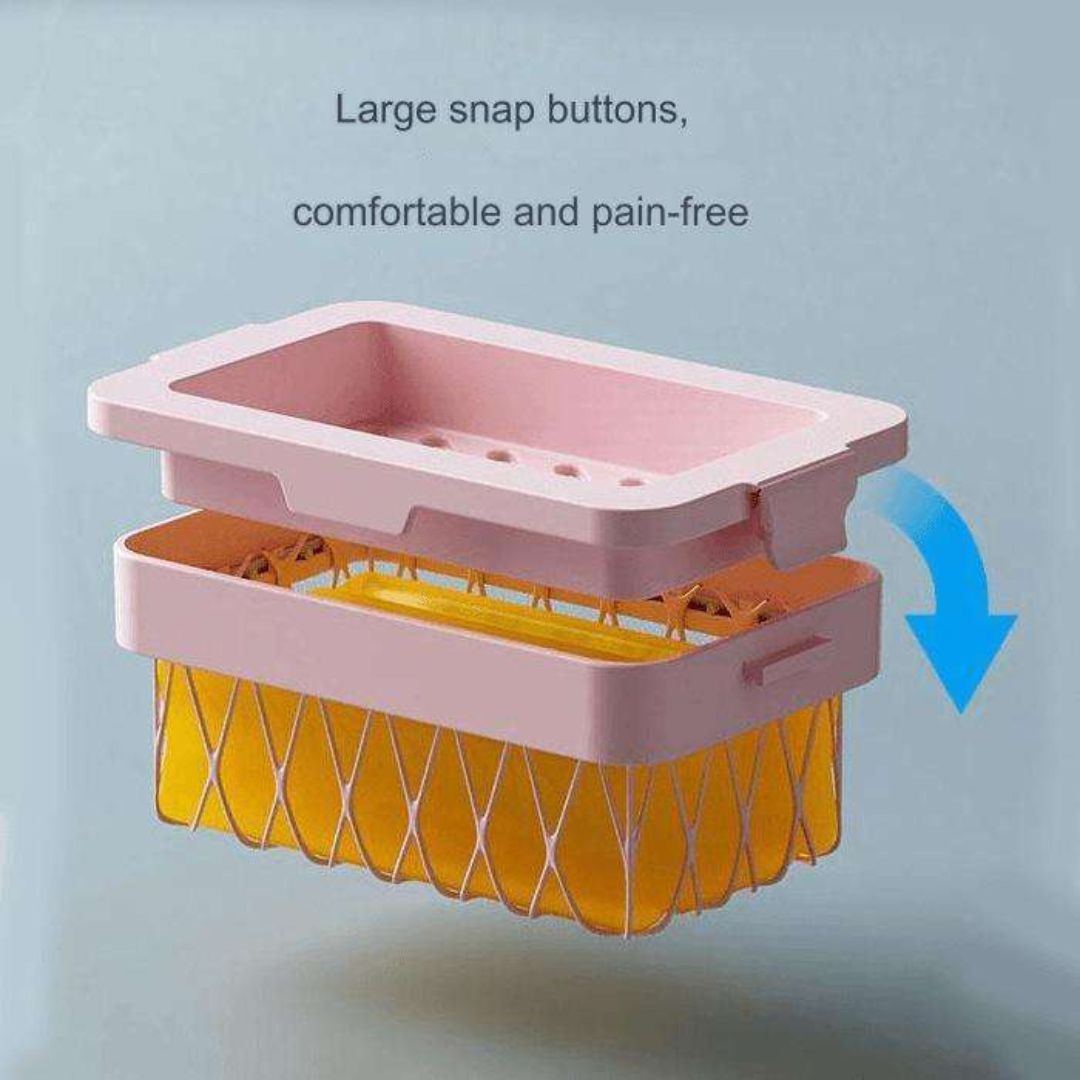 Multifunctional Soap Dish with Built-In Cleaning Sponge – Draining & Storage Box for Bathroom