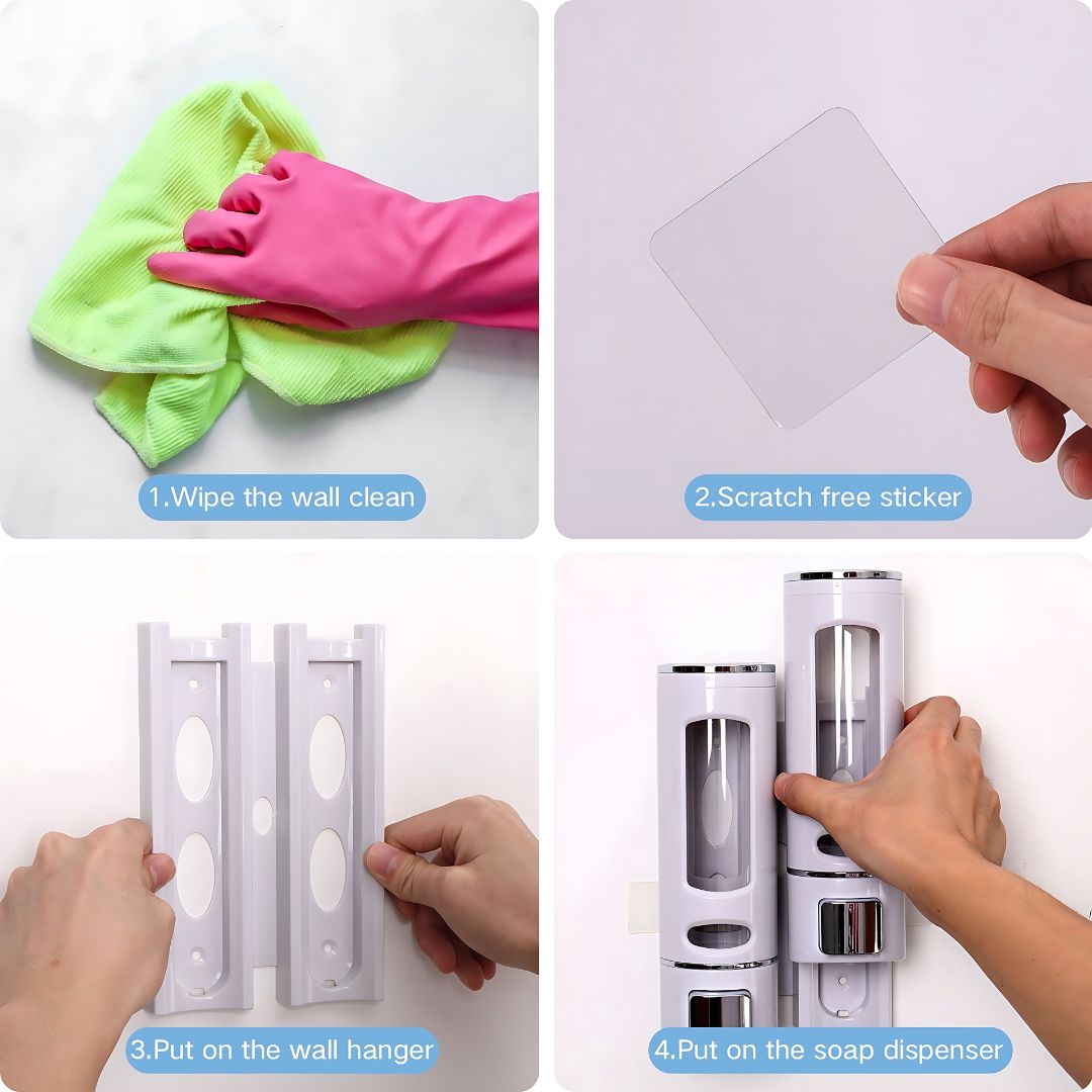 Refillable 400ml Soap Dispenser | Wall-Mount Manual Press for Bathroom & Kitchen Use