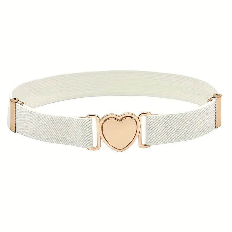 Elegant Heart Buckle Elastic Belt –  Adjustable Stretch Belt for Women