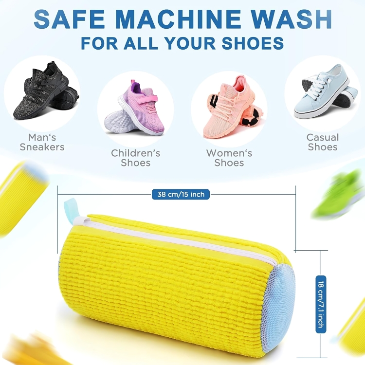 Shoe Wash Bag for Washing Machine – Protective Sneaker Laundry Bag with Soft Chenille Fabric