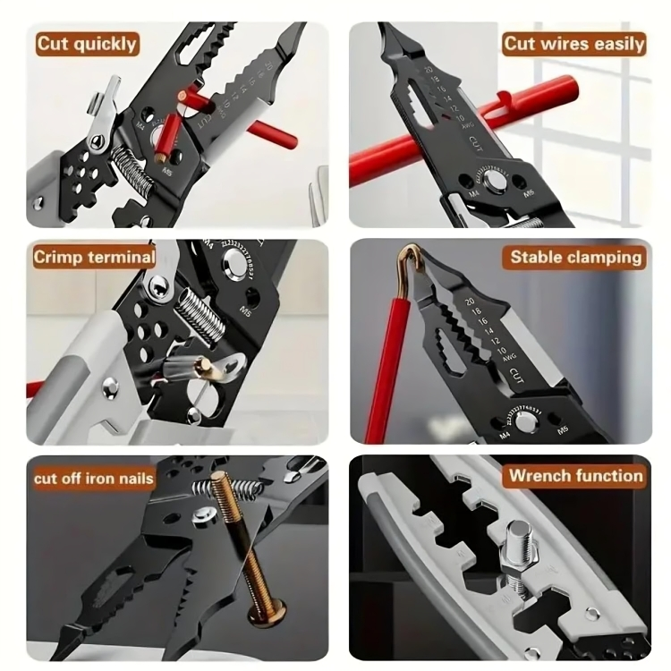 Multifunctional Wire Stripper & Crimping Pliers – Heavy Duty Electrical Hand Tool