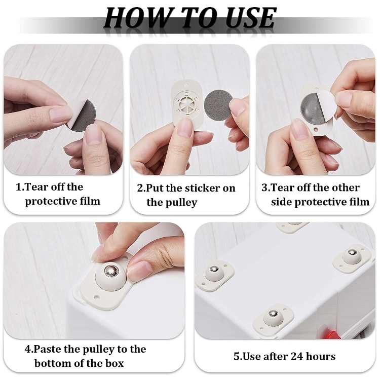 4Pcs Self-Adhesive Mini Swivel Caster Wheels – 360° Rotation Universal Wheels for Storage Boxes & Furniture