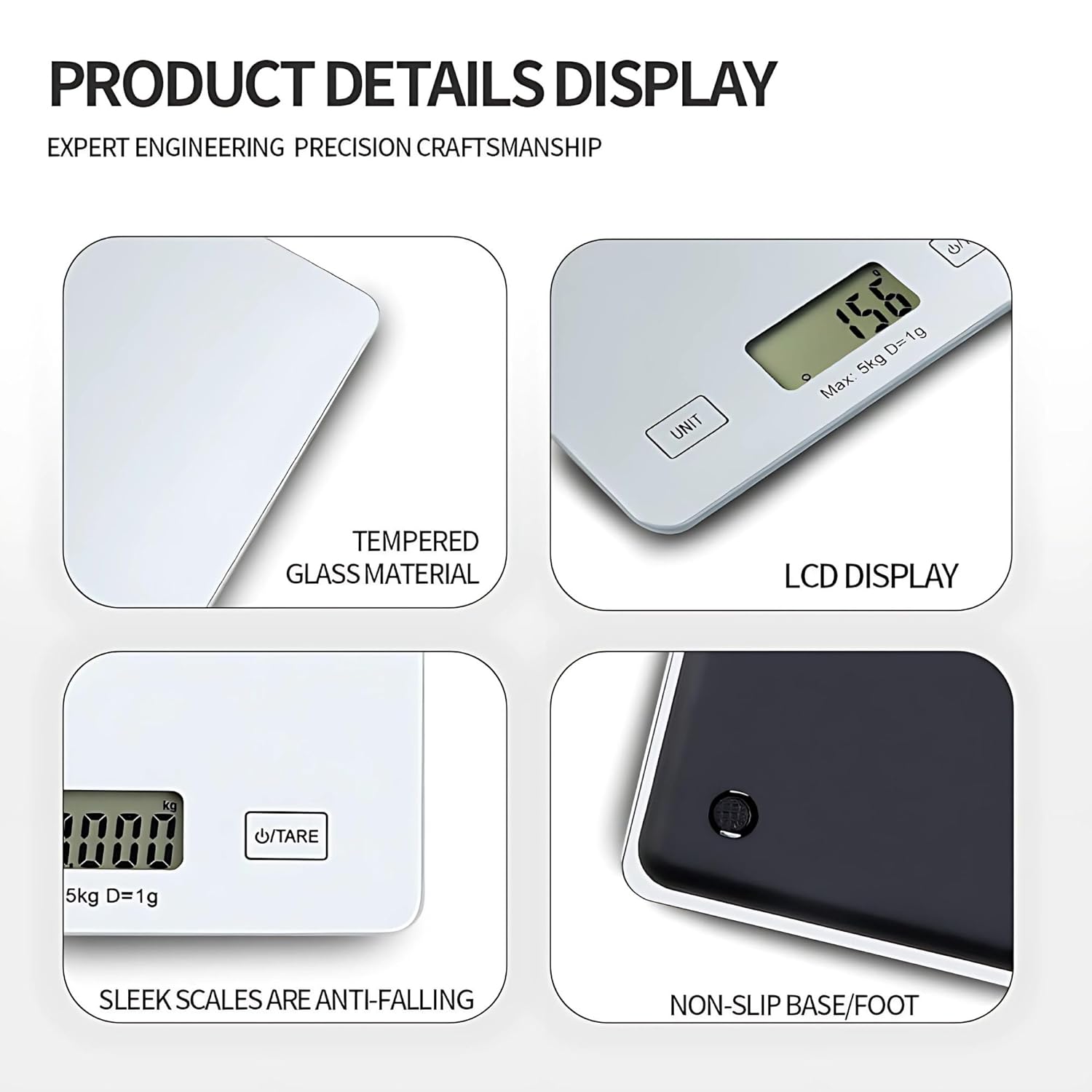 Digital Kitchen Weighing Scale – LCD Display, 5kg/1g Precision, Food, Baking & Cooking Scale