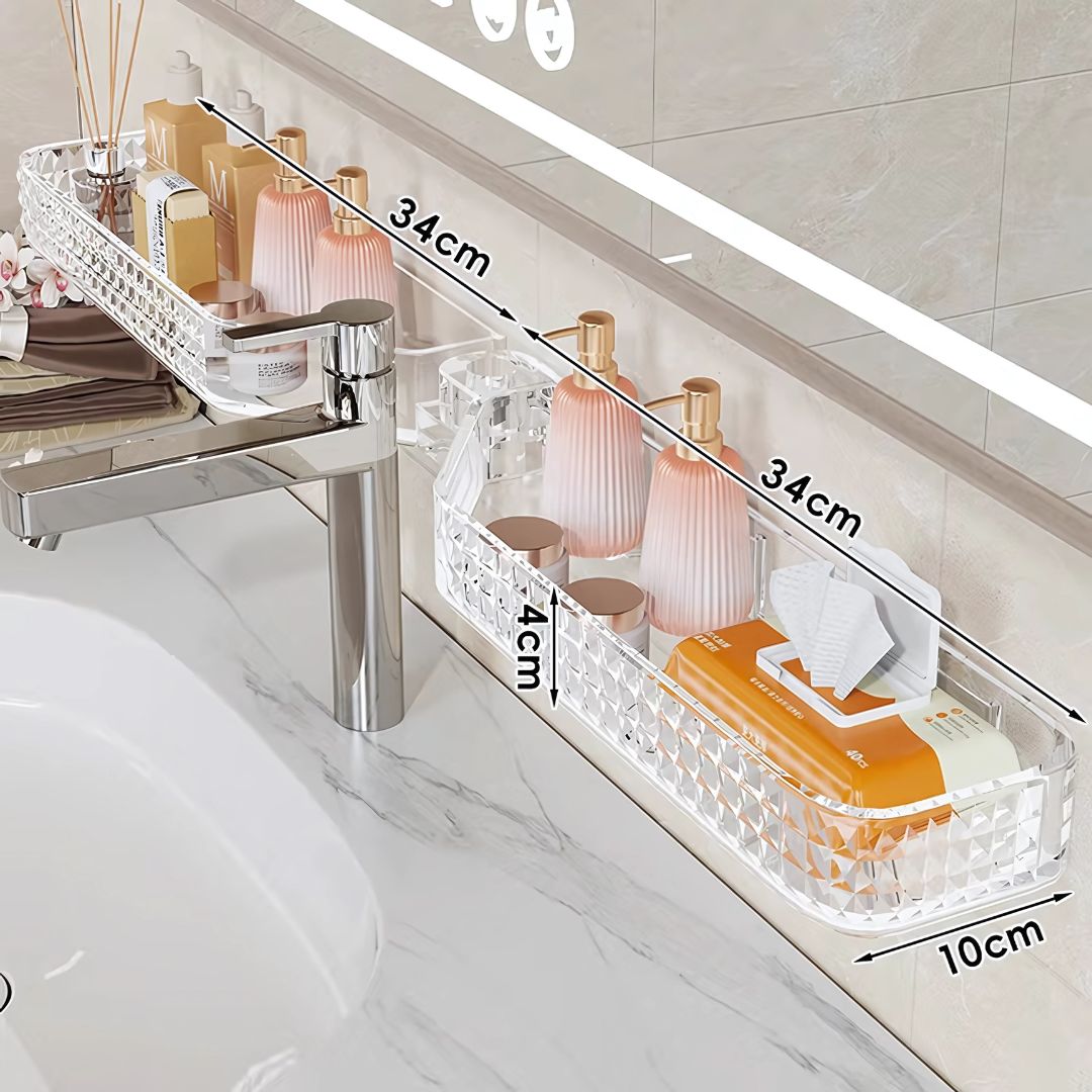 Multi-Functional Wall-Mounted Bathroom Organizer – Foldable Plastic Shelf Rack