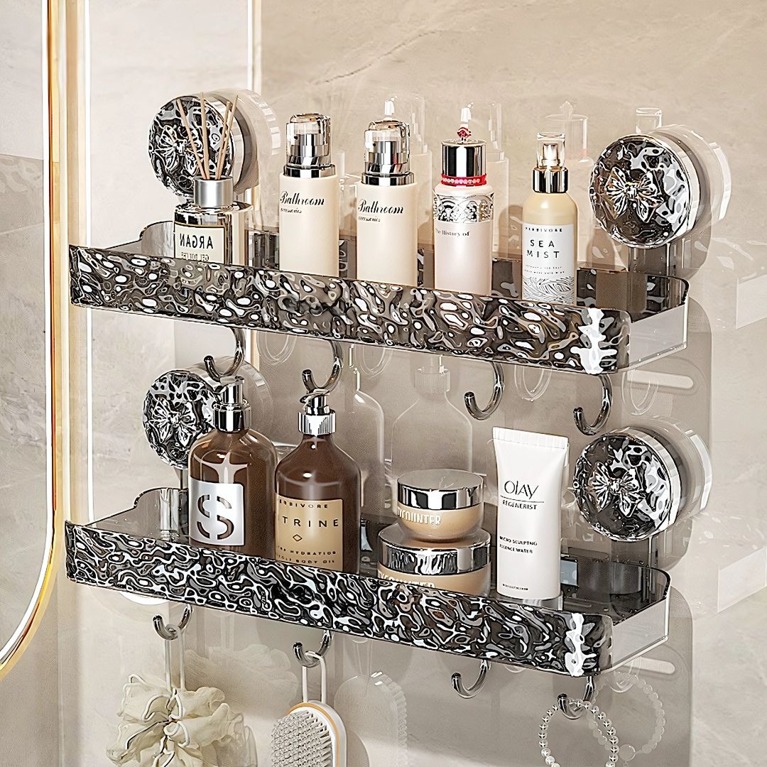 Primechoice Non-Perforated Vacuume Mount Storage Rack – Non-Drill Bathroom Wall Shelf for Toiletries & Washbasin