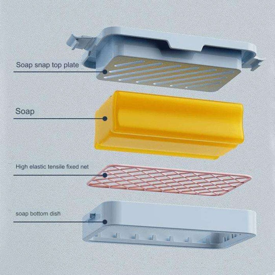 Multifunctional Soap Dish with Built-In Cleaning Sponge – Draining & Storage Box for Bathroom