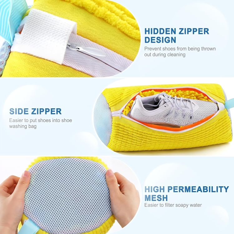 Shoe Wash Bag for Washing Machine – Protective Sneaker Laundry Bag with Soft Chenille Fabric